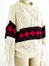 Argyle Banded Cable Knit Sweater Top arcadeshops.com