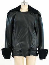 Oversized Aviator Style Leather Jacket Jacket arcadeshops.com
