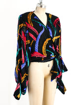 Multicolor Devore Velvet Feather Top Top arcadeshops.com