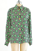 Escada Green Heart Print Blouse Top arcadeshops.com