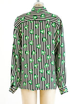 Escada Green Heart Print Blouse Top arcadeshops.com