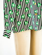 Escada Green Heart Print Blouse Top arcadeshops.com