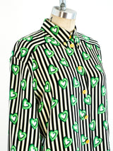 Escada Green Heart Print Blouse Top arcadeshops.com
