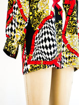 Escada Baroque Buckle Print Blouse Top arcadeshops.com