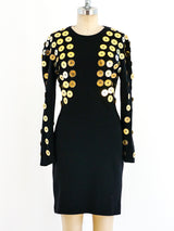 Patrick Kelly Gold Button Embellished Dress Dress arcadeshops.com