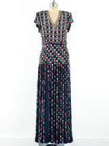 Sequin Embellished Pleated Gown Dress arcadeshops.com
