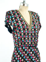 Sequin Embellished Pleated Gown Dress arcadeshops.com