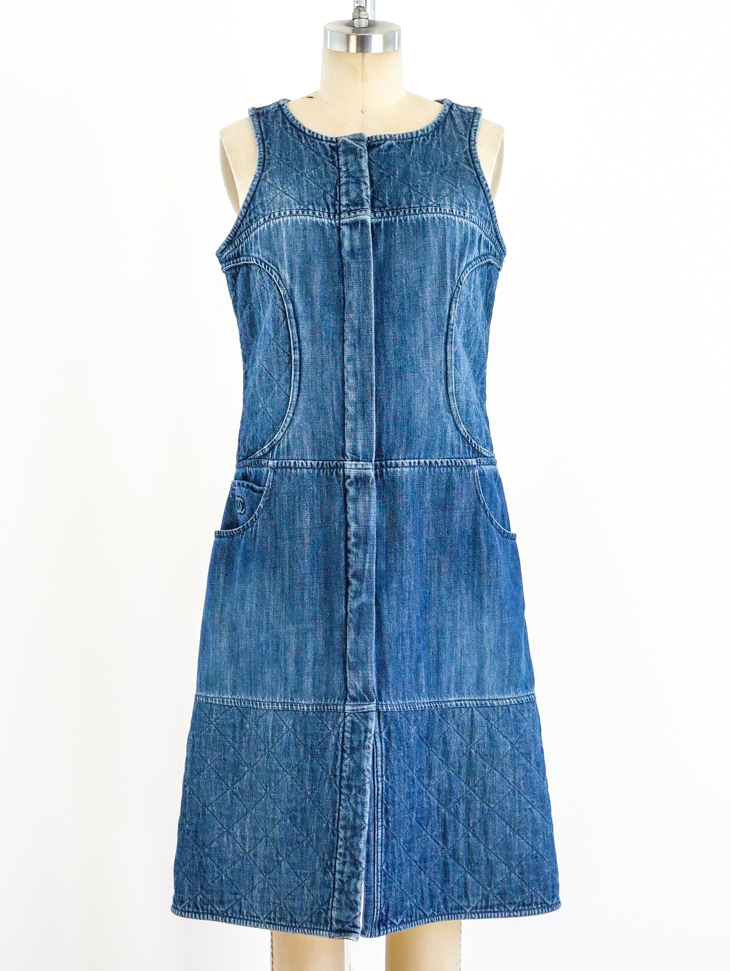 Chanel Quilted Denim Tank Dress