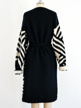 Contrast Pattern Belted Cardigan Jacket arcadeshops.com
