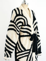 Contrast Pattern Belted Cardigan Jacket arcadeshops.com
