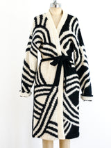 Contrast Pattern Belted Cardigan Jacket arcadeshops.com