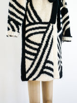 Contrast Pattern Belted Cardigan Jacket arcadeshops.com