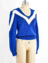 Blue and Ivory Chevron Angora Sweater Top arcadeshops.com