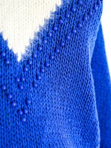 Blue and Ivory Chevron Angora Sweater Top arcadeshops.com