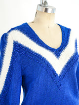 Blue and Ivory Chevron Angora Sweater Top arcadeshops.com