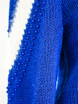Blue and Ivory Chevron Angora Sweater Top arcadeshops.com