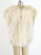 Ivory Mongolian Fur Sleeveless Jacket Jacket arcadeshops.com
