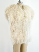 Ivory Mongolian Fur Sleeveless Jacket Jacket arcadeshops.com