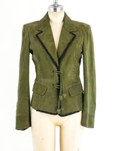 Yves Saint Laurent Olive Suede Blazer Jacket arcadeshops.com