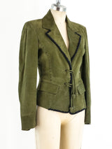 Yves Saint Laurent Olive Suede Blazer Jacket arcadeshops.com