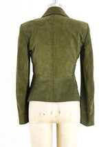 Yves Saint Laurent Olive Suede Blazer Jacket arcadeshops.com