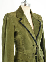 Yves Saint Laurent Olive Suede Blazer Jacket arcadeshops.com