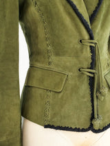 Yves Saint Laurent Olive Suede Blazer Jacket arcadeshops.com