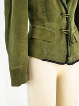 Yves Saint Laurent Olive Suede Blazer Jacket arcadeshops.com