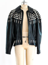 Black Studded Leather Jacket Jacket arcadeshops.com