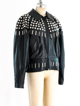 Black Studded Leather Jacket Jacket arcadeshops.com