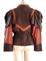 Cropped Leather Jacket with Laced Cape Sleeves Jacket arcadeshops.com