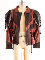 Cropped Leather Jacket with Laced Cape Sleeves Jacket arcadeshops.com