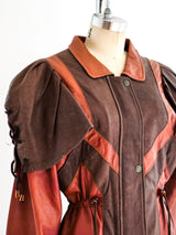 Cropped Leather Jacket with Laced Cape Sleeves Jacket arcadeshops.com