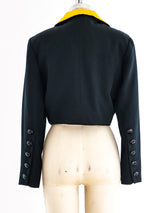 Yves Saint Laurent Yellow Satin Tuxedo Jacket Jacket arcadeshops.com