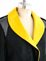 Yves Saint Laurent Yellow Satin Tuxedo Jacket Jacket arcadeshops.com
