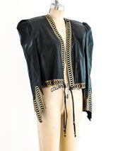 Gold Wave Trimmed Leather Jacket Jacket arcadeshops.com