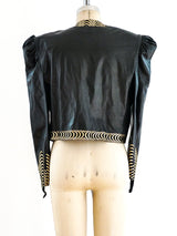 Gold Wave Trimmed Leather Jacket Jacket arcadeshops.com