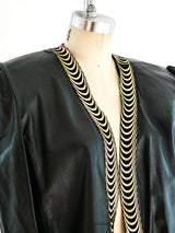 Gold Wave Trimmed Leather Jacket Jacket arcadeshops.com