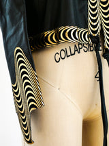 Gold Wave Trimmed Leather Jacket Jacket arcadeshops.com