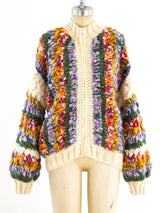 Multicolor Hand Knit Zip Front Sweater Jacket arcadeshops.com
