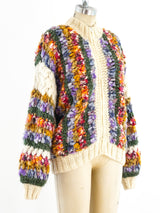 Multicolor Hand Knit Zip Front Sweater Jacket arcadeshops.com