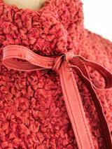 Swirl Pattern Lamb Fur Fringed Cape Jacket arcadeshops.com