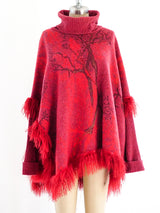 Kenzo Fur Fringed Sleeved Poncho Top arcadeshops.com