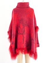 Kenzo Fur Fringed Sleeved Poncho Top arcadeshops.com