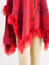 Kenzo Fur Fringed Sleeved Poncho Top arcadeshops.com