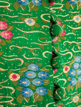 Green Brocade Button Front Maxi Coat Jacket arcadeshops.com