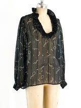 Zandra Rhodes Metallic Stripe Chiffon Top Top arcadeshops.com