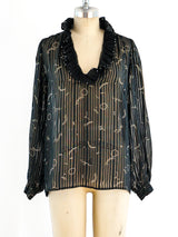 Zandra Rhodes Metallic Stripe Chiffon Top Top arcadeshops.com