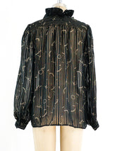 Zandra Rhodes Metallic Stripe Chiffon Top Top arcadeshops.com