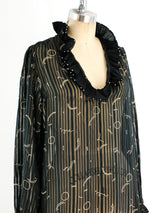 Zandra Rhodes Metallic Stripe Chiffon Top Top arcadeshops.com